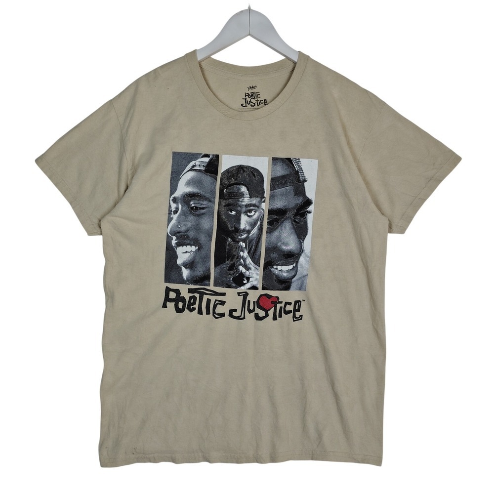 Poetic Justice Tupac Shakur Graphic Tee Tan Mens Large Hip Hop Movie T-Shirt